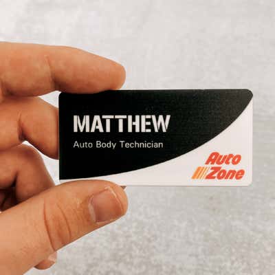 White Wave Black Name Tag - alternate view