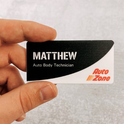 White Wave Black Name Tag - alternate view