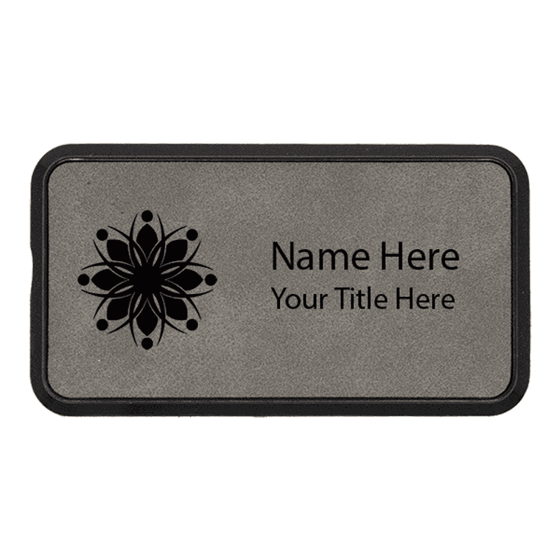 Magnetic Leatherette Name Tag with Frame - Rectangle