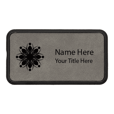 Magnetic Leatherette Name Tag with Frame - Rectangle