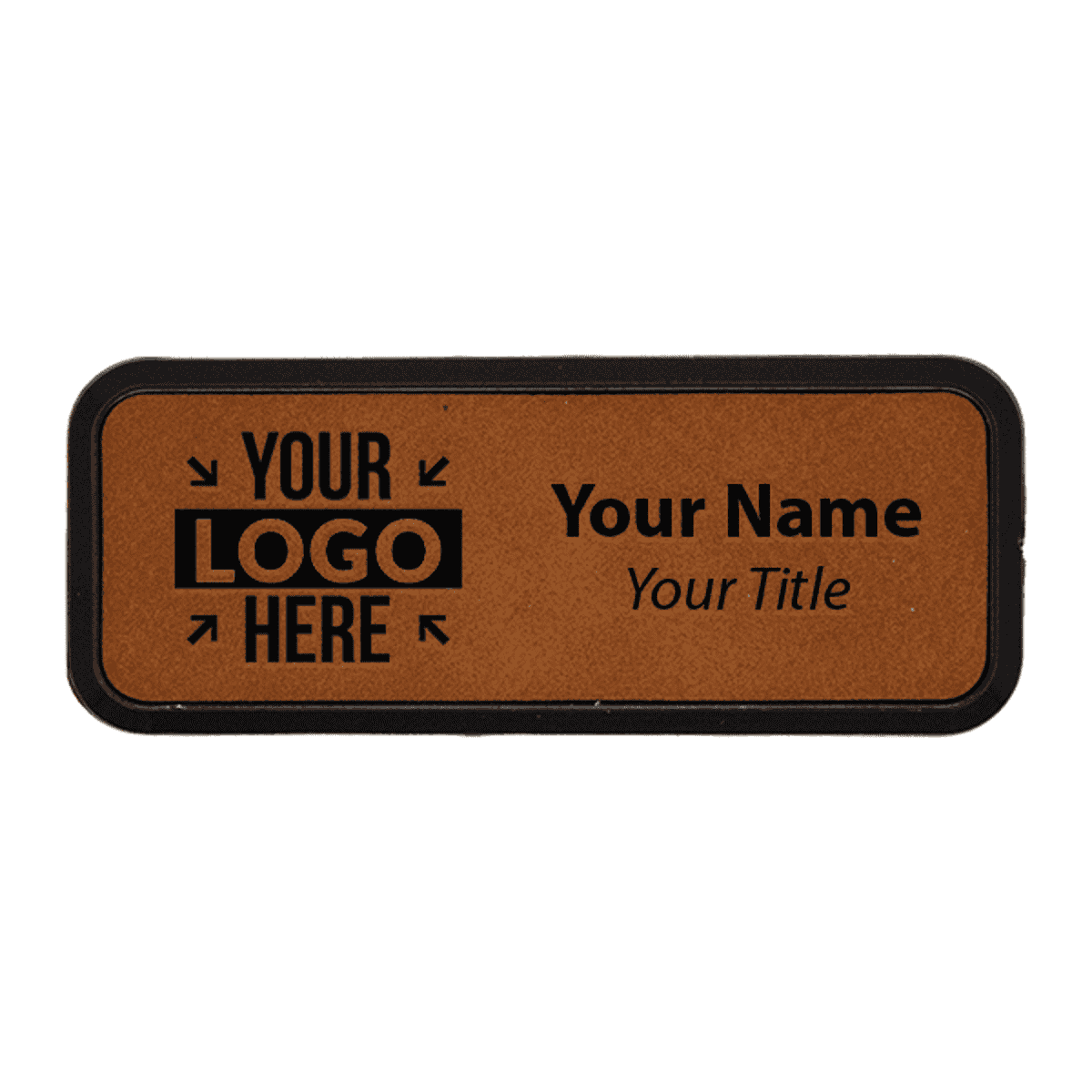 Leatherette Rectangle Name Tag with Frame - 1" x 3"
