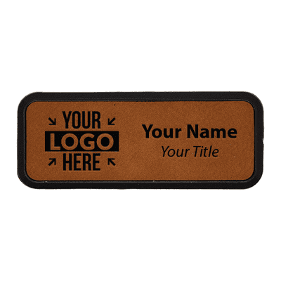 Leatherette Rectangle Name Tag with Frame - 1" x 3"