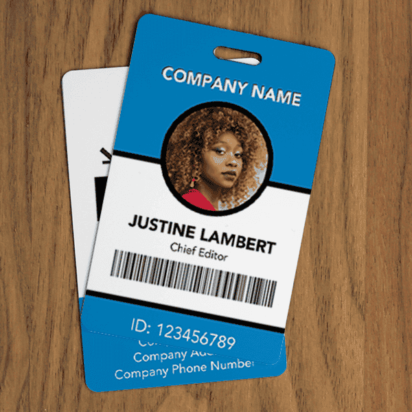Custom Photo ID Badge with Bar Code - on Desk