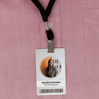 Circle Photo Logo Custom Employee ID Badge - alternate view