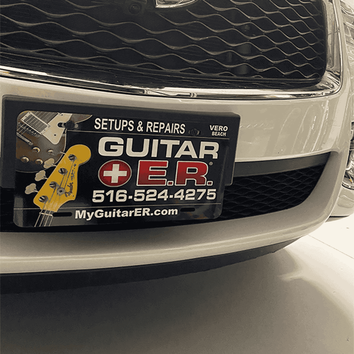 Logo Custom License Plate on Front of Car