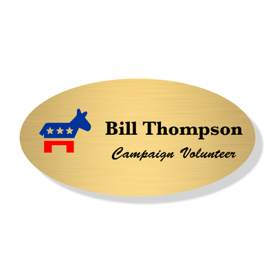 Full Color Oval Donkey Political Name Tag
