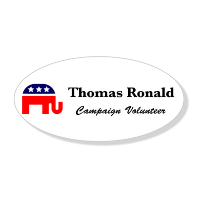 Full Color Republican Oval Political Name Tag