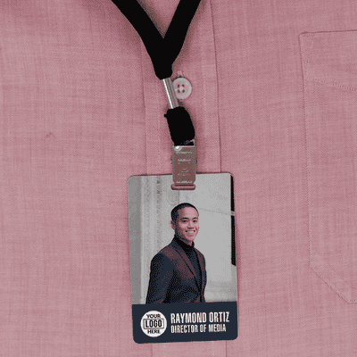 Modern Logo Full Color Photo ID Badge with Bar Code - alternate view