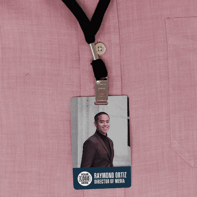 Modern Logo Full Color Photo ID Badge with Bar Code - alternate view
