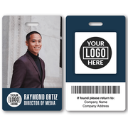 Modern Logo Full Color Photo ID Badge with Bar Code