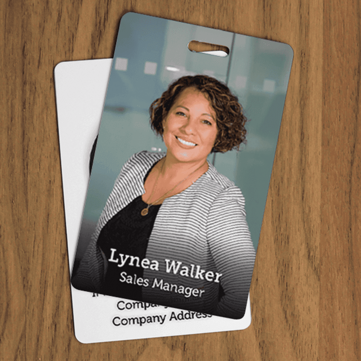 Modern Full Color Photo ID Badge with Bar Code Lifestyle