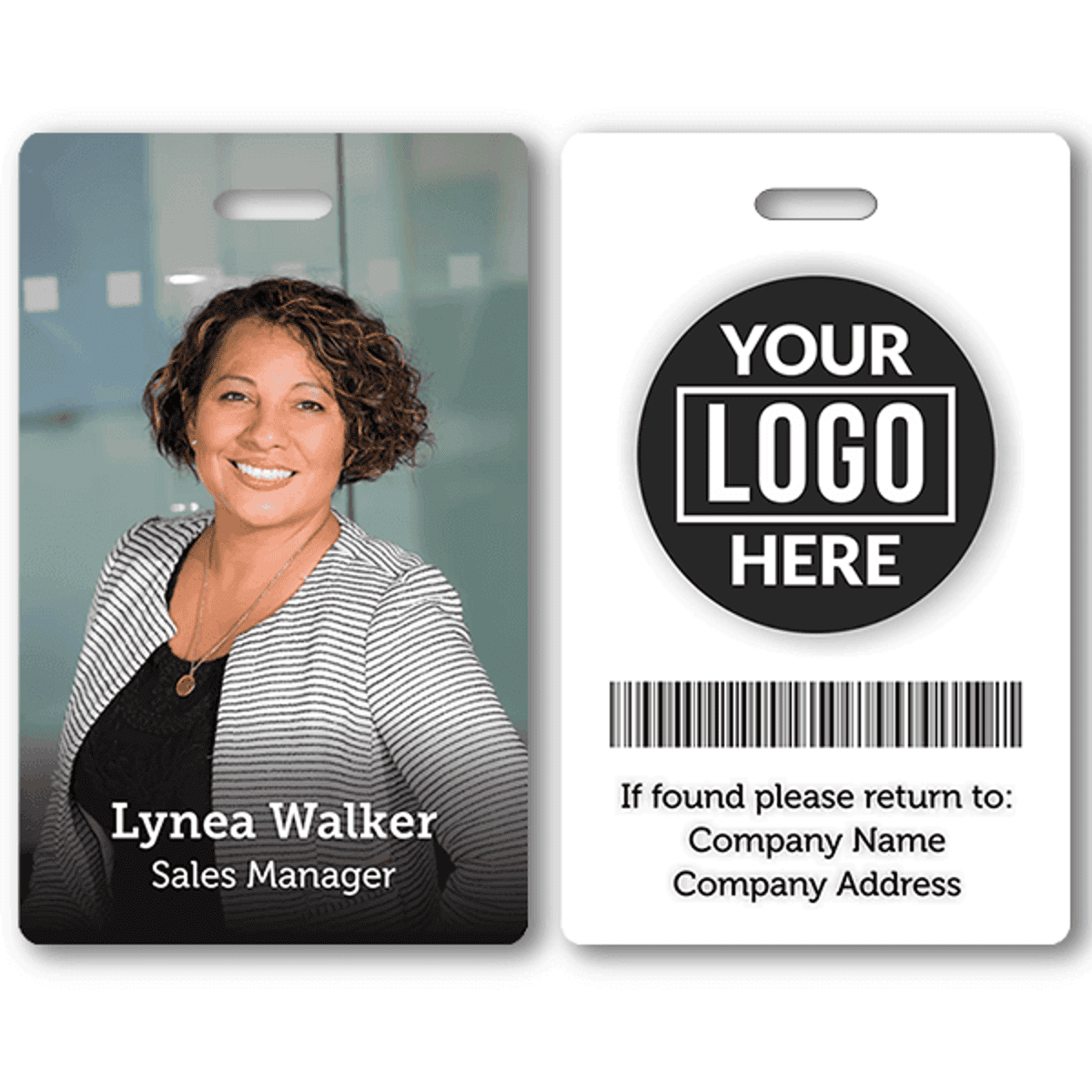 Modern Full Color Photo ID Badge with Bar Code