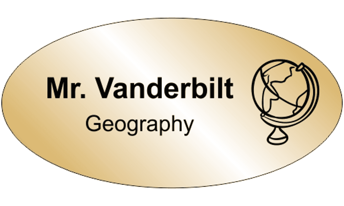 Geography Oval 2 Line Name Badge