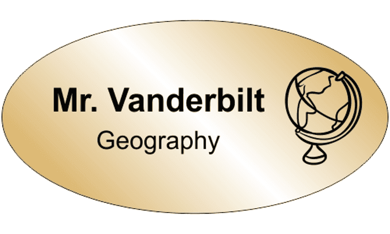 Geography Oval 2 Line Name Badge