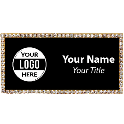 Gold and Black Bling Name Tag