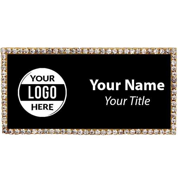 Gold and Black Bling Name Tag