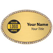 Gold Bling Oval Name Tag