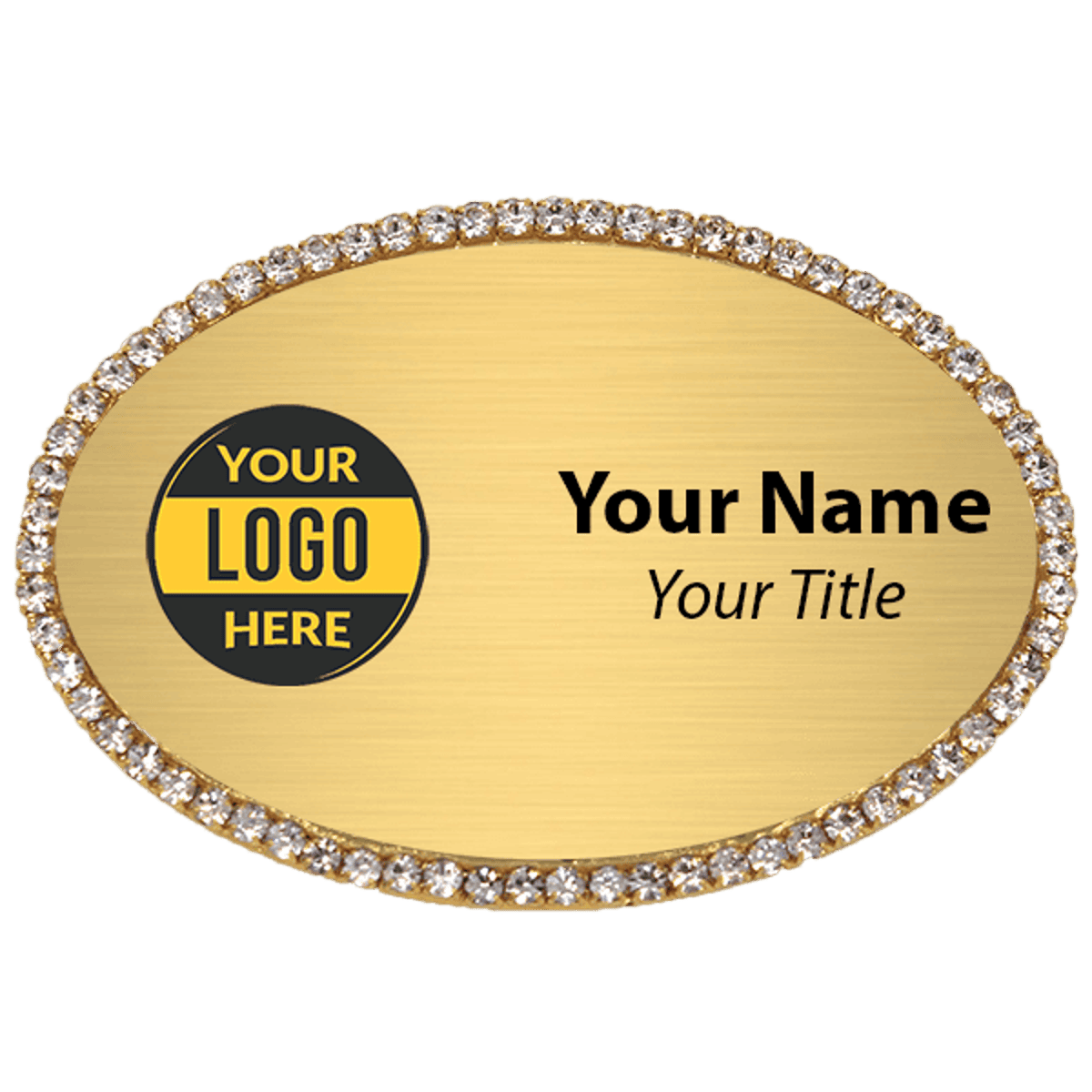 Gold Bling Oval Name Tag