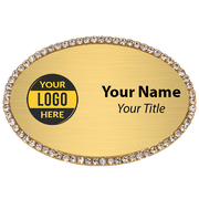 Gold Bling Oval Name Tag