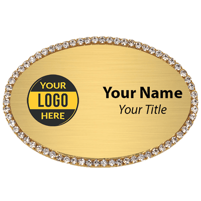 Gold Bling Oval Name Tag