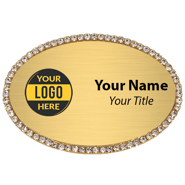 Gold Bling Oval Name Tag