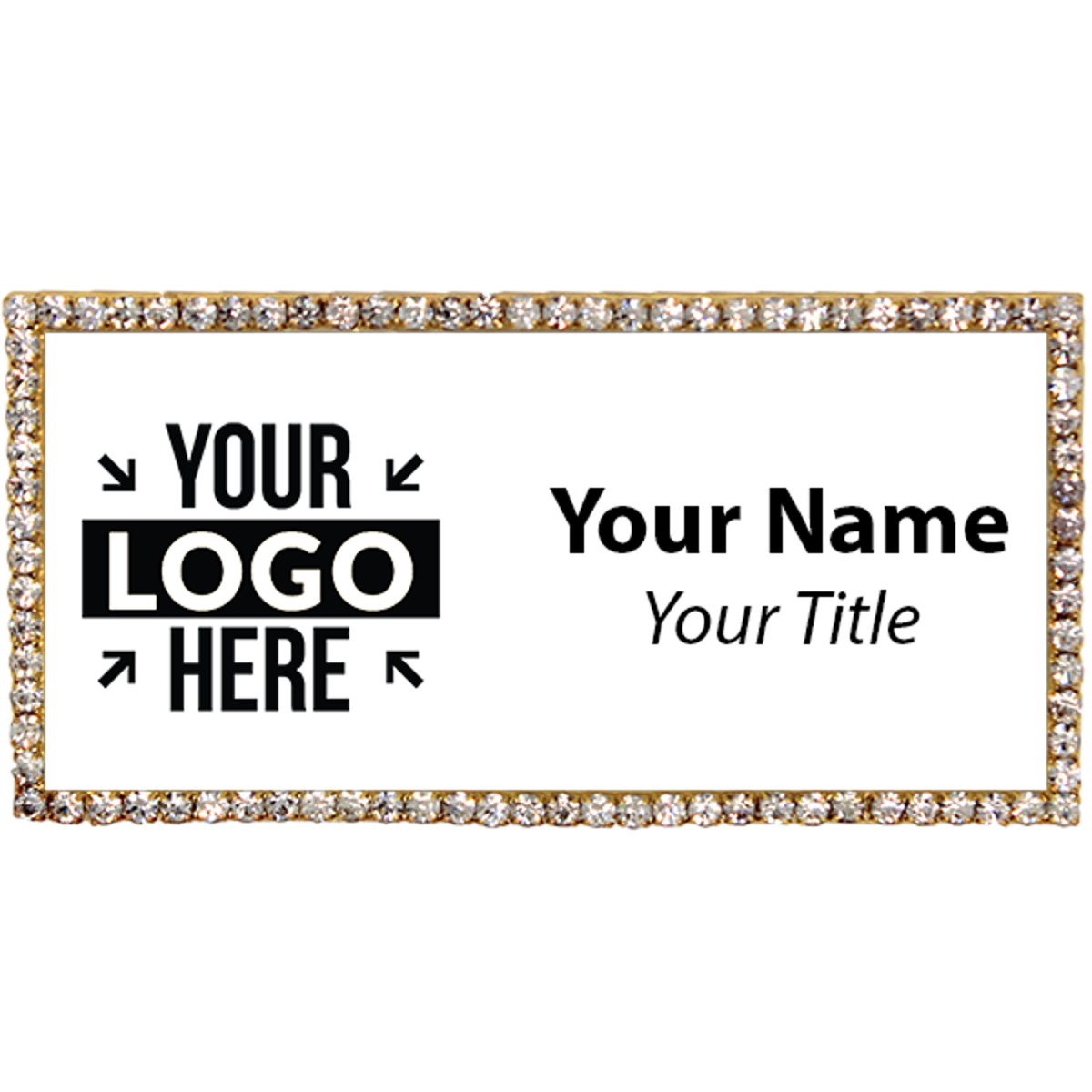 Gold and White Bling Name Tag