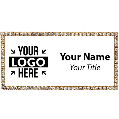 Gold and White Bling Name Tag