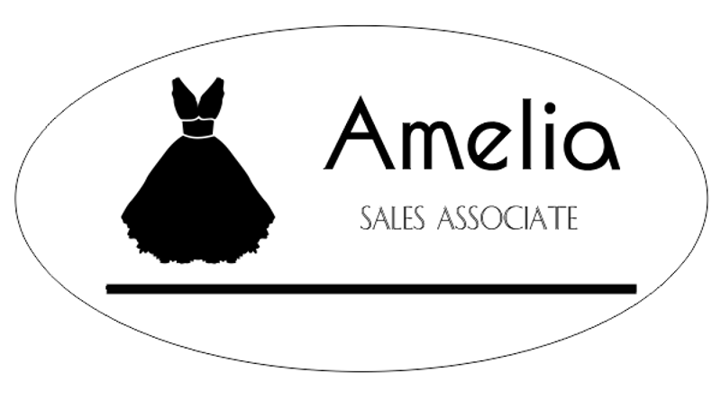 Bridal Shop 2 Line Oval Name Badge