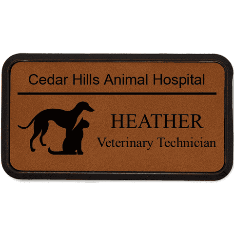 Dog with Cat Veterinary Leatherette Name Tag