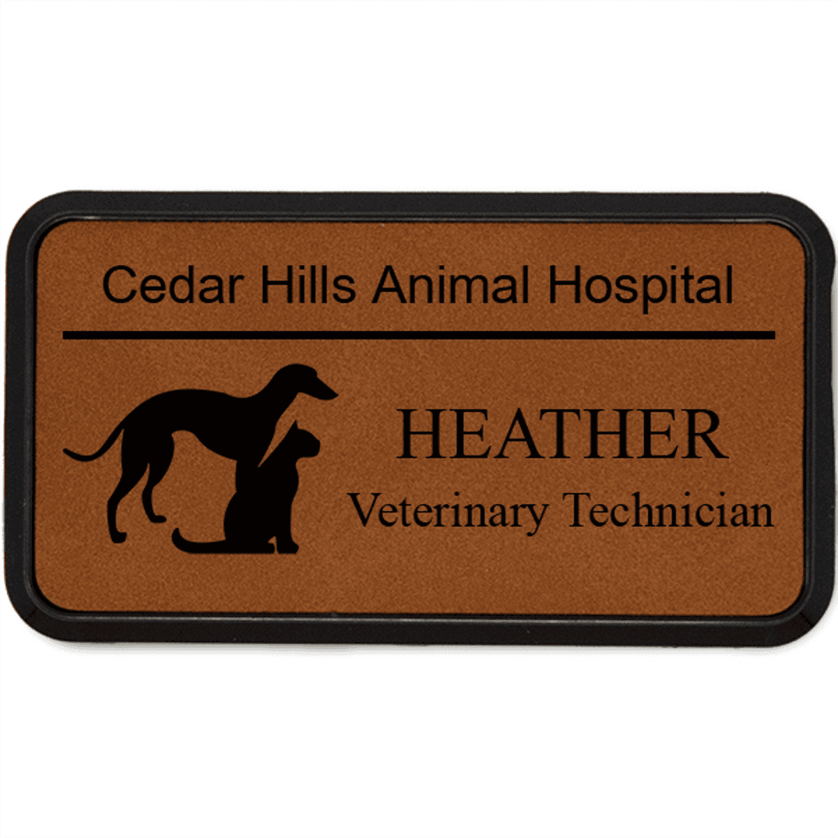 Greyhound With Cat Veterinary Leatherette Name Tag