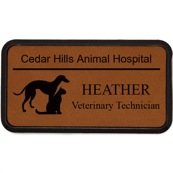 Dog with Cat Veterinary Leatherette Name Tag