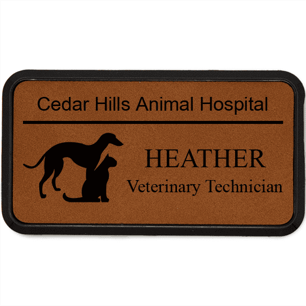 Dog with Cat Veterinary Leatherette Name Tag