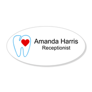 Heart Tooth Oval Dentist Name Tag
