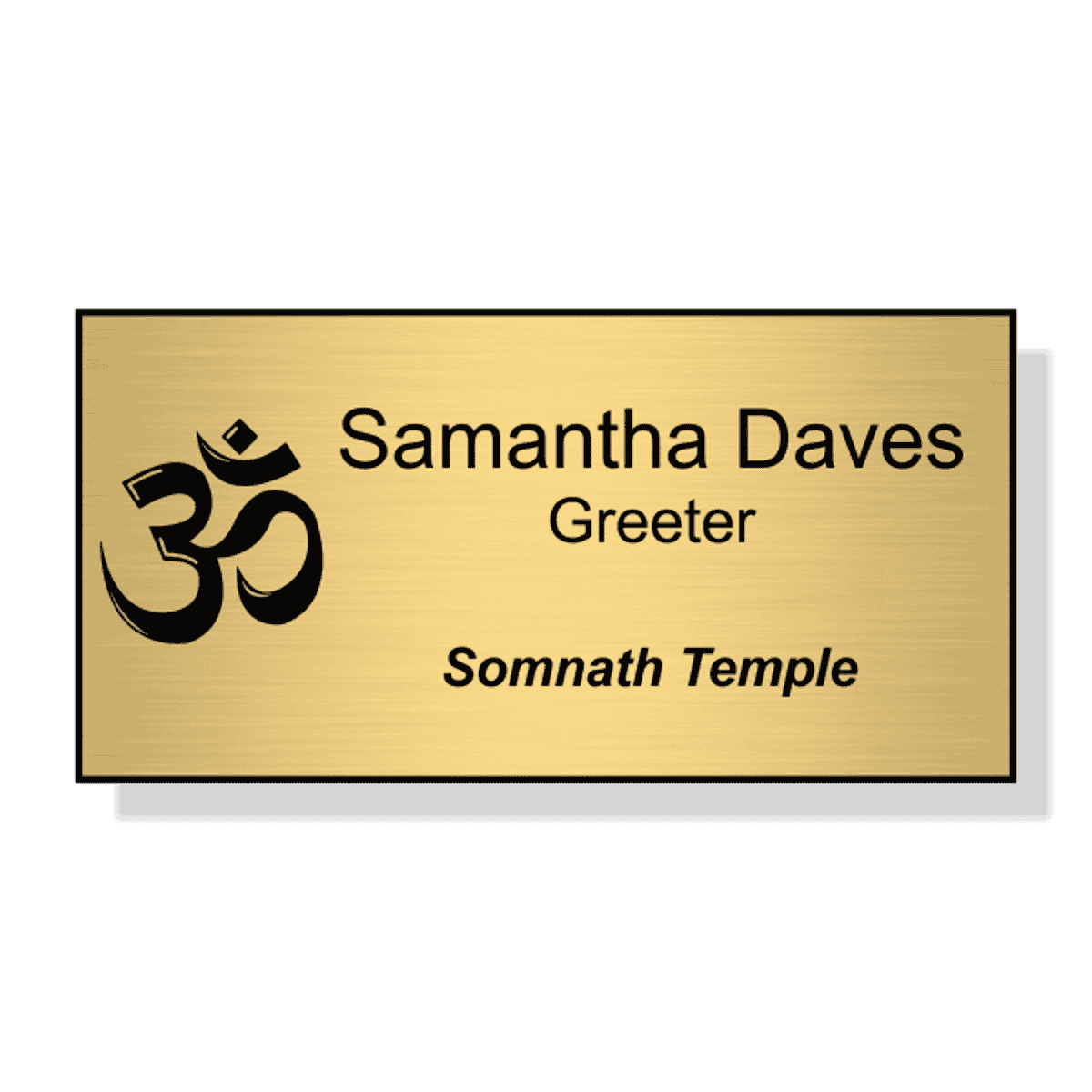 Hindu Faith Engraved Name Tag - Large Rectangle