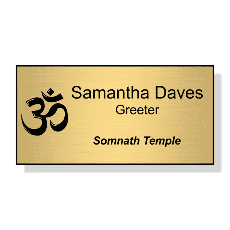 Hindu Faith Engraved Name Tag - Large Rectangle