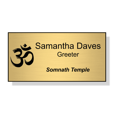 Hindu Faith Engraved Name Tag - Large Rectangle