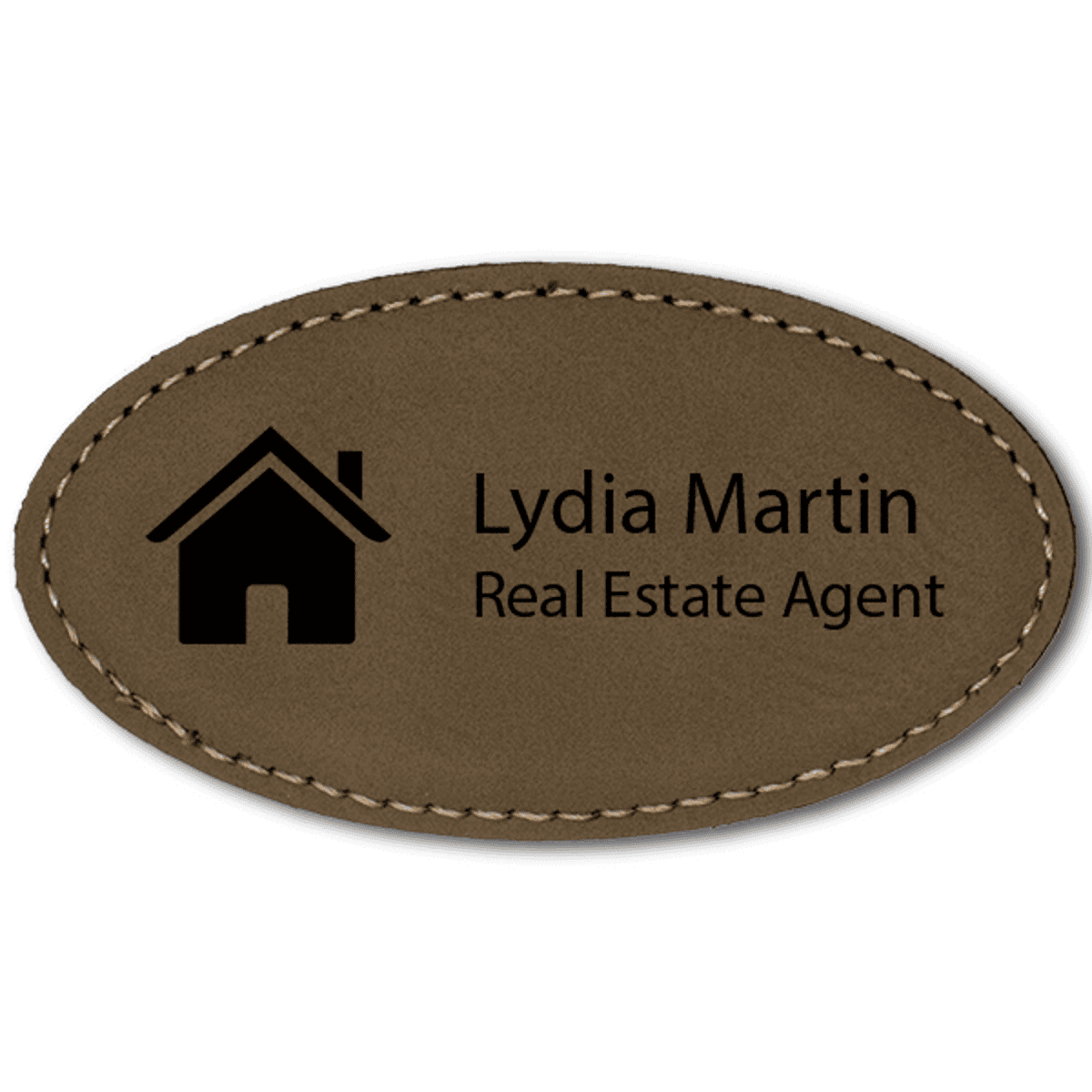 House Realtor Leatherette Oval Real Estate Name Tag