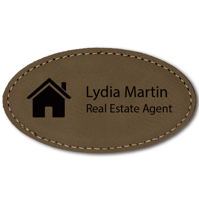 House Realtor Leatherette Oval Real Estate Name Tag