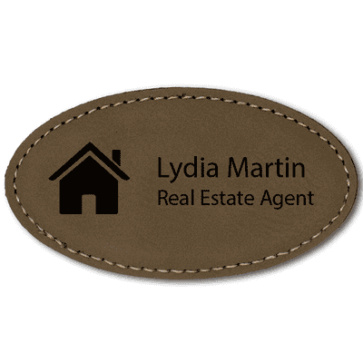 House Realtor Leatherette Oval Real Estate Name Tag