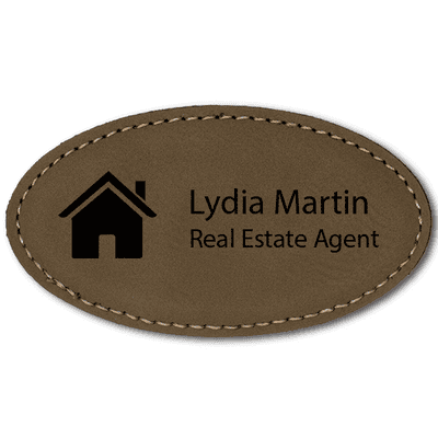 House Realtor Leatherette Oval Real Estate Name Tag