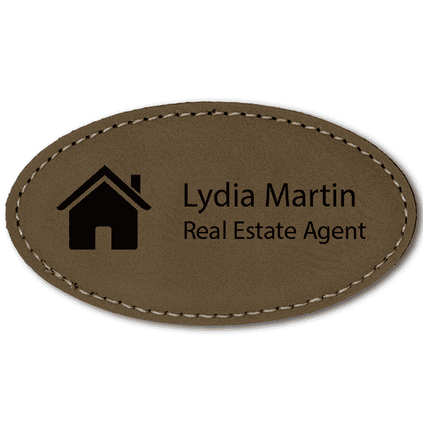 House Leatherette Oval Name Tag