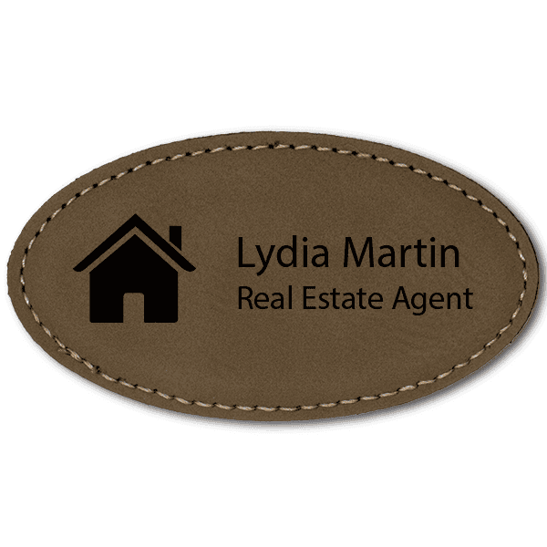House Leatherette Oval Name Tag