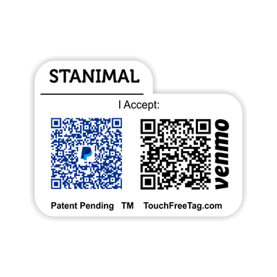 TouchFreeTag Dual QR Code Tab Style Name Tag with Accept