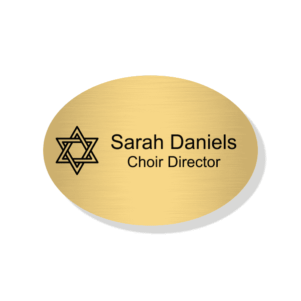 Jewish Faith Engraved Oval Name Tag 