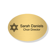 Jewish Faith Engraved Oval Name Tag 