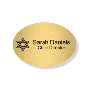 Jewish Faith Engraved Oval Name Tag