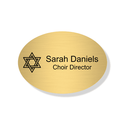 Jewish Faith Engraved Name Tag - Oval