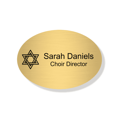 Jewish Faith Engraved Oval Name Tag