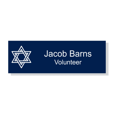Jewish Faith Engraved Name Tag - Rectangle