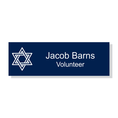 Jewish Faith Engraved Name Tag - Rectangle